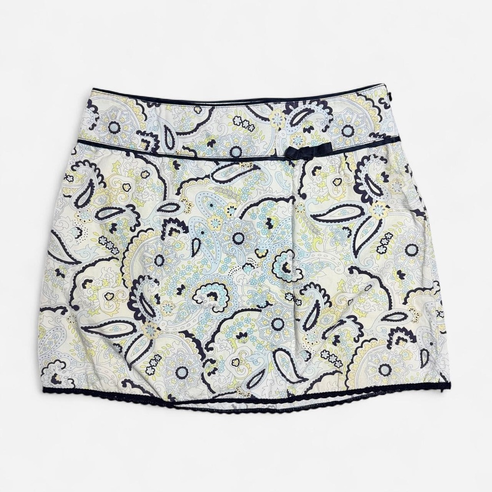The Limited Vintage Y2K Preppy Coquette Paisley Mini Skirt Blue Yellow Size 4